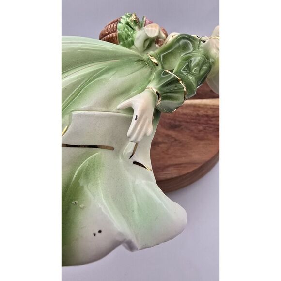 Vintage Lady Planter Green Dress Ceramic Figurine ~ Cottage Mothers Day - Picture 16 of 16